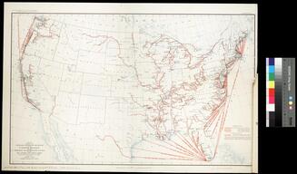 Map showing the navigable depths of the rivers of the United States and the principal transportation routes on the sea-coasts and Great Lakes in the...
