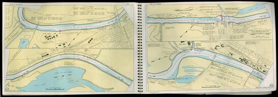 Nautical chart of the Illinois Waterway and Illinois River at Peoria mile 156.1 to mile 161.9