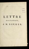 Lettre d'un patriote : a M. Necker