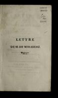 Lettre du comte de Mirabeau à M*** sur M.M. Cagliostro et Lavater