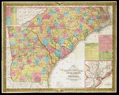 Map of the states of North Carolina, South Carolina, and Georgia