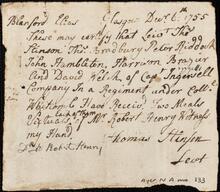 Letter Glasgow, Mass., to Elias Blanford, 1755 Dec. 6