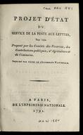 Projet d'état du service de la poste aux lettres : pour 1792