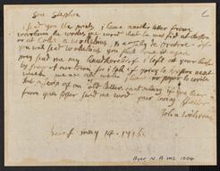 Letter Deerfield, Mass., to Stephen Williams, 1716 May 14