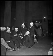 Sailors in waiting room, Union Station, Chicago, May 1948