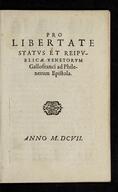 Pro libertate status et reipublicae Venetorum Callofranci ad Philenetum Epistola