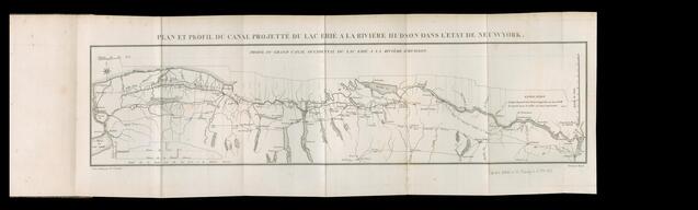 Plan et profil du canal projetté du lac Erié a la riviere Hudson dans l'etat de Neuwyork