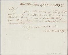 Letter Fort Hamilton, to Sir, 1792 Jan. 27