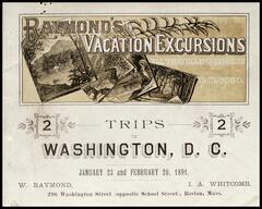 Two excursions to Washington, D.C. : five days in the national capital, with a carriage ride to the public buildings and other points of interest, and...