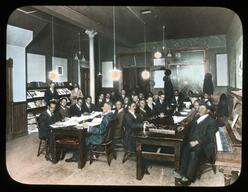 Men in reading room, Scott Memorial Church, Detroit, Michigan, 1922?