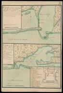 Carte de l'entré de la Baye de la Mobille et de l'Isle Dauphine avec petit port qui sest formée de puis pêu dans cette jsle ; Carte de l'entré du...