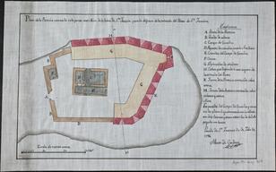 Plano de la bateria construida en la punta mas norte de la loma de Sn. Joaquin para la defensa de la entrada del Puerto de Sn. Francisco