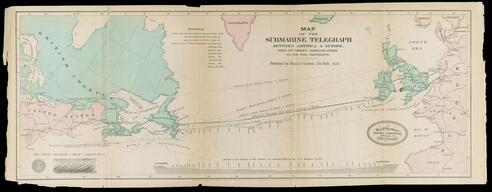 Map of the submarine telegraph between America & Europe : with its various communications on the two continents