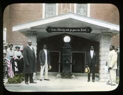 Congregants with drinking fountain, Ebenezer Church, Jacksonville, Florida, 1922?