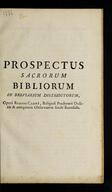 Prospectus Sacrorum Bibliorum in breviarium distributorum