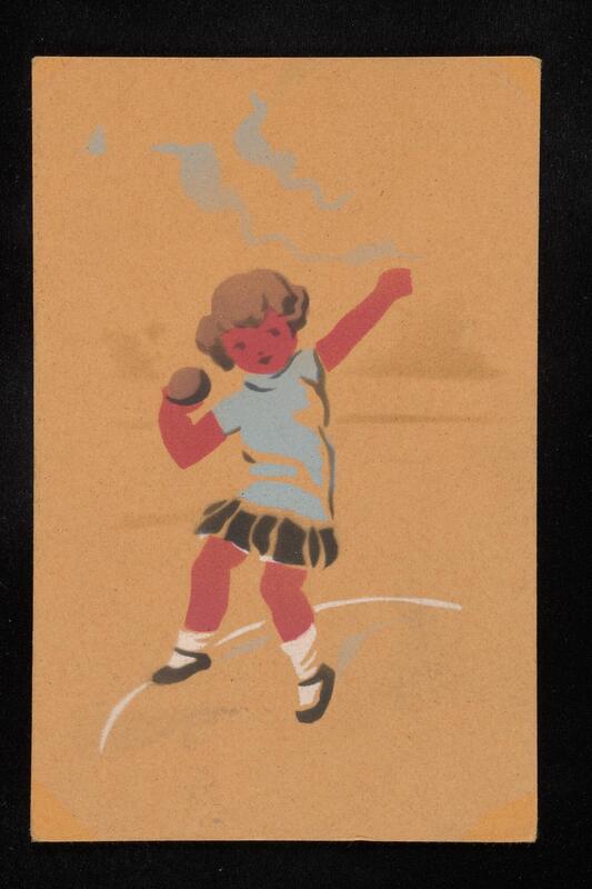 Girl throwing a shot put