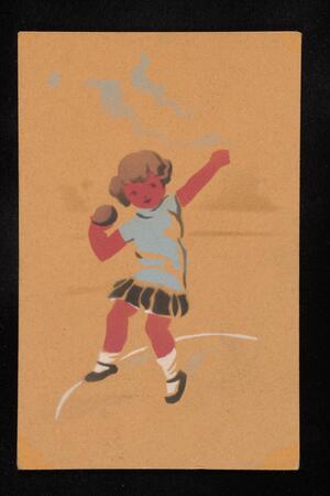 Girl throwing a shot put