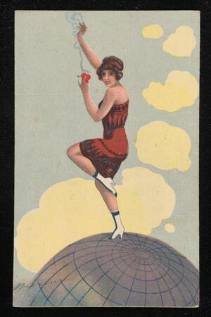 Woman on globe