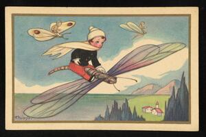 Children racing dragonflies